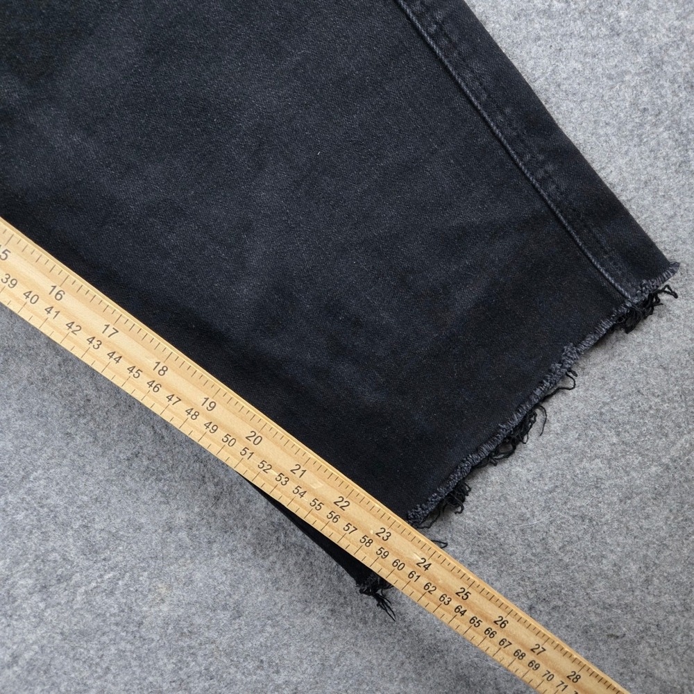 Judy Blue Wide Crop Jeans Womens 7/28 Black Raw Hem High Rise Stretch Denim - Picture 9 of 12